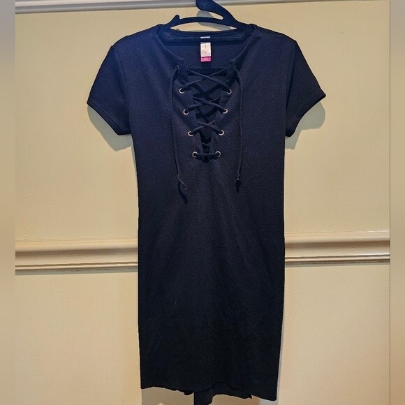 No Boundries Black Front Tie Mini Dress. Size S - Picture 3 of 5